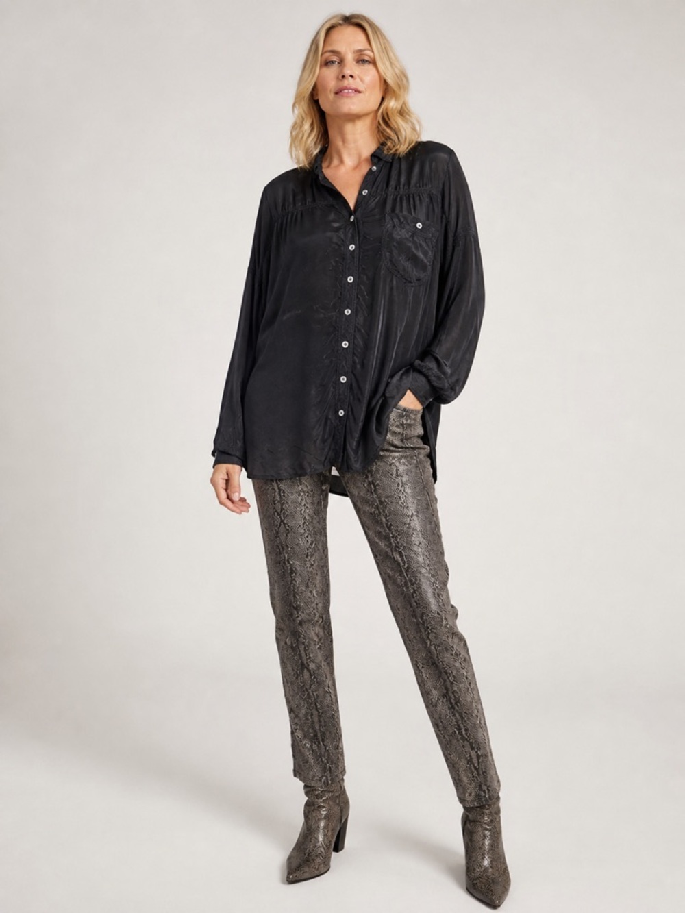 Johnny Was Pete & Greta Washable Silk Button Down Blouse